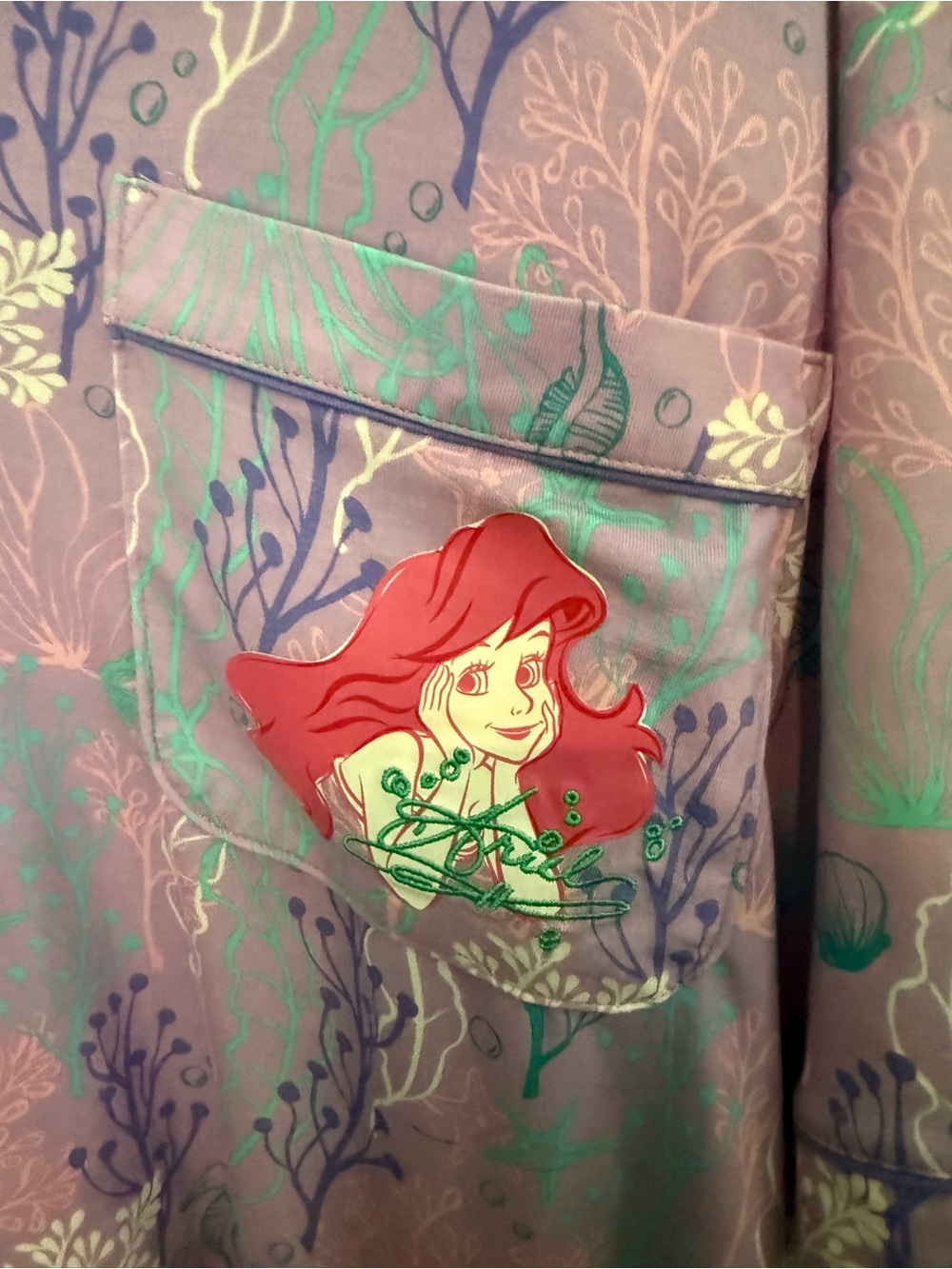 Disney Lavender & Aqua Floral Little Mermaid Pajama Set - Picture 2 of 6